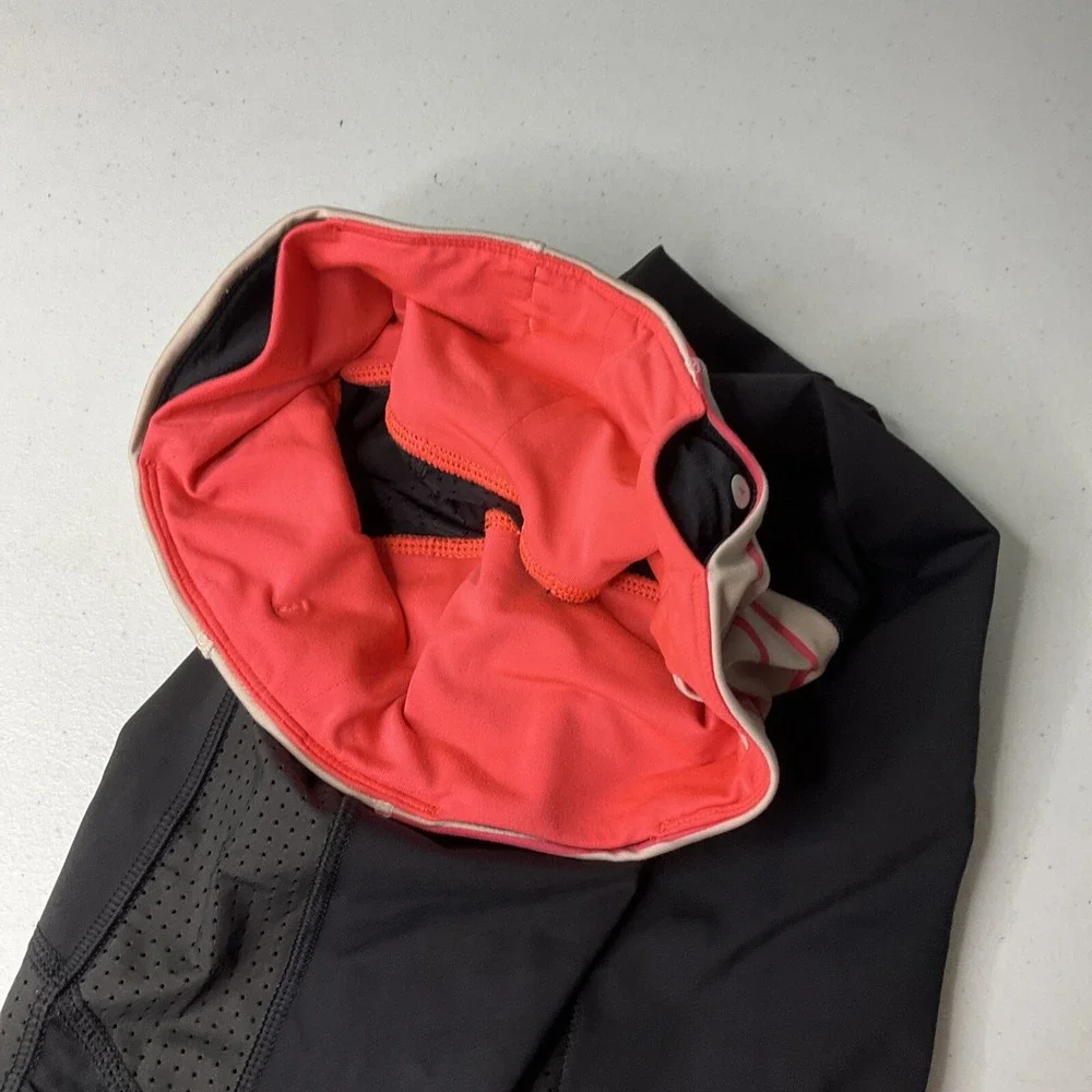 Lululemon Leggings‎ Var-City Crop CrissCross Black & Electric Coral Stripe Sz 4